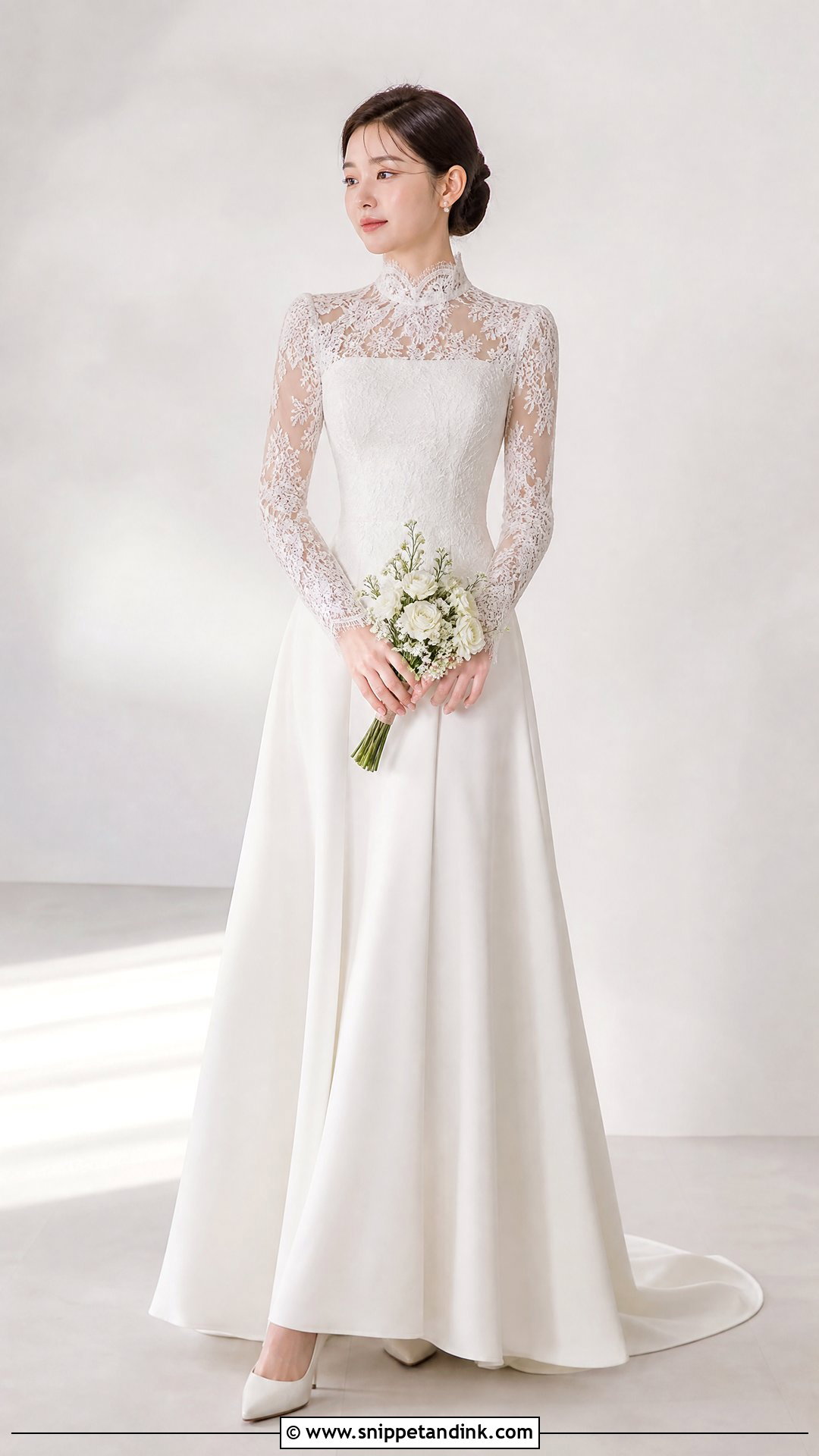 Korean High Neck Wedding Dress - Snippet and Ink - 25 Korean Bride Dress Ideas