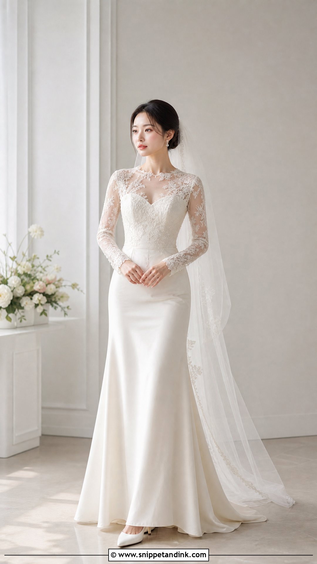 Korean Long Sleeve Wedding Dress - Snippet and Ink - 25 Korean Bride Dress Ideas