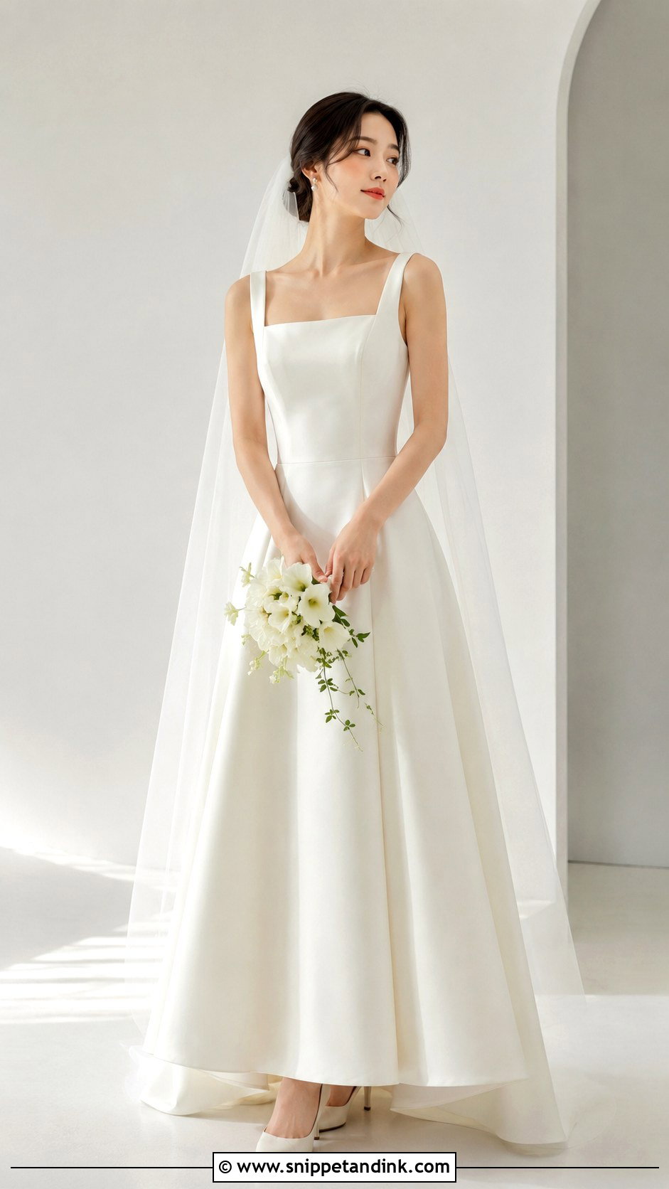 Korean Minimalist Satin Wedding Dress - Snippet and Ink - 25 Korean Style Wedding Dress Ideas