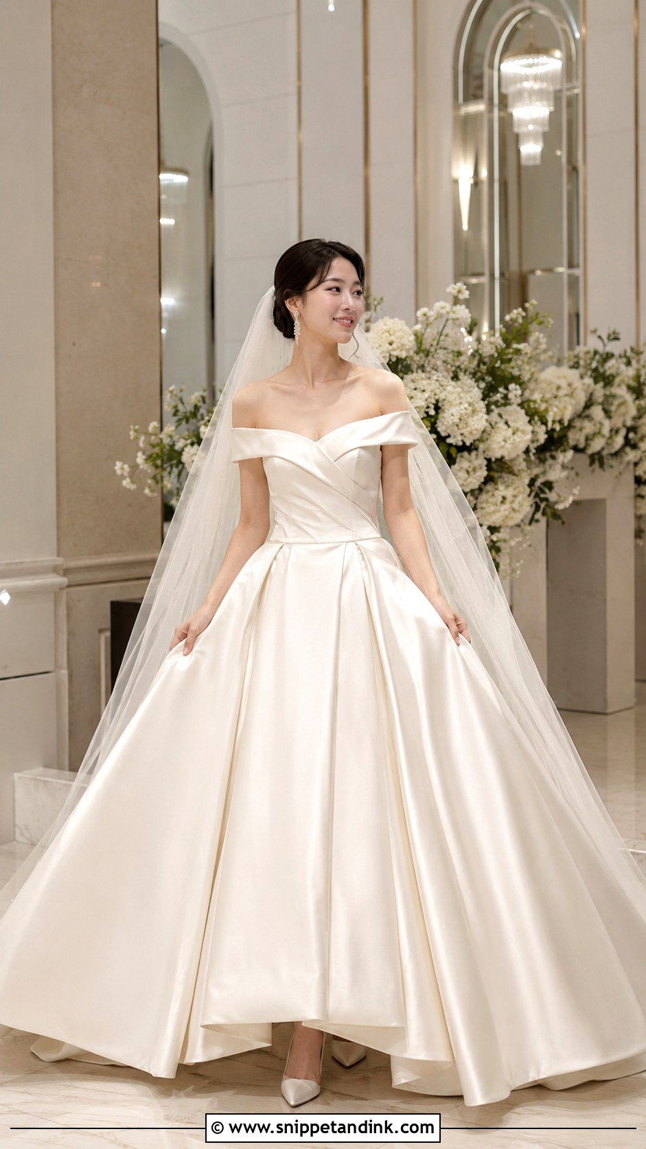 Korean Off Shoulder Ball Gown Wedding Dress - Snippet and Ink - 25 Korean Style Wedding Dress Ideas