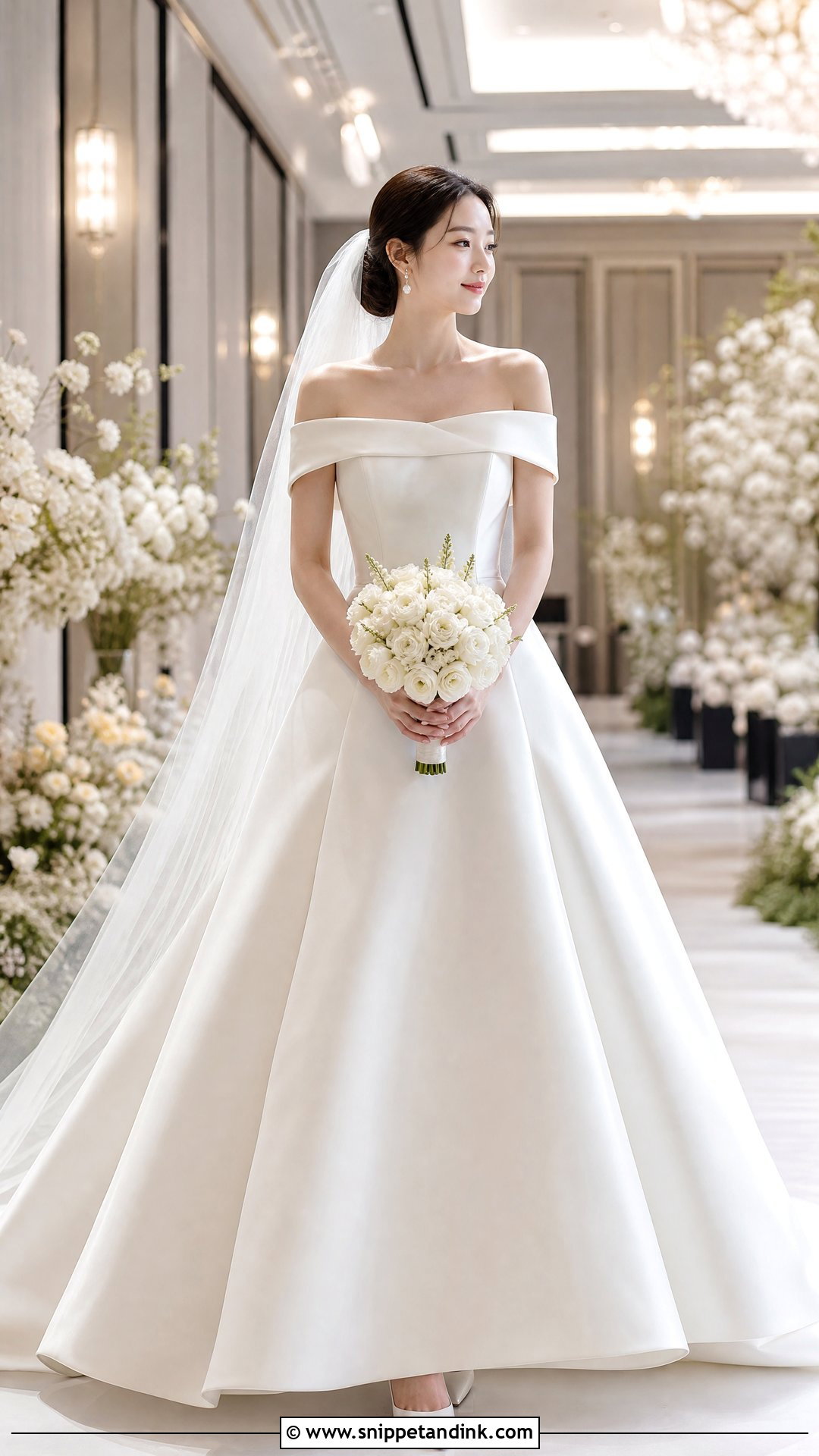 Korean Off Shoulder Wedding Dress Gown - Snippet and Ink - 25 Korean Wedding Dress Gowns