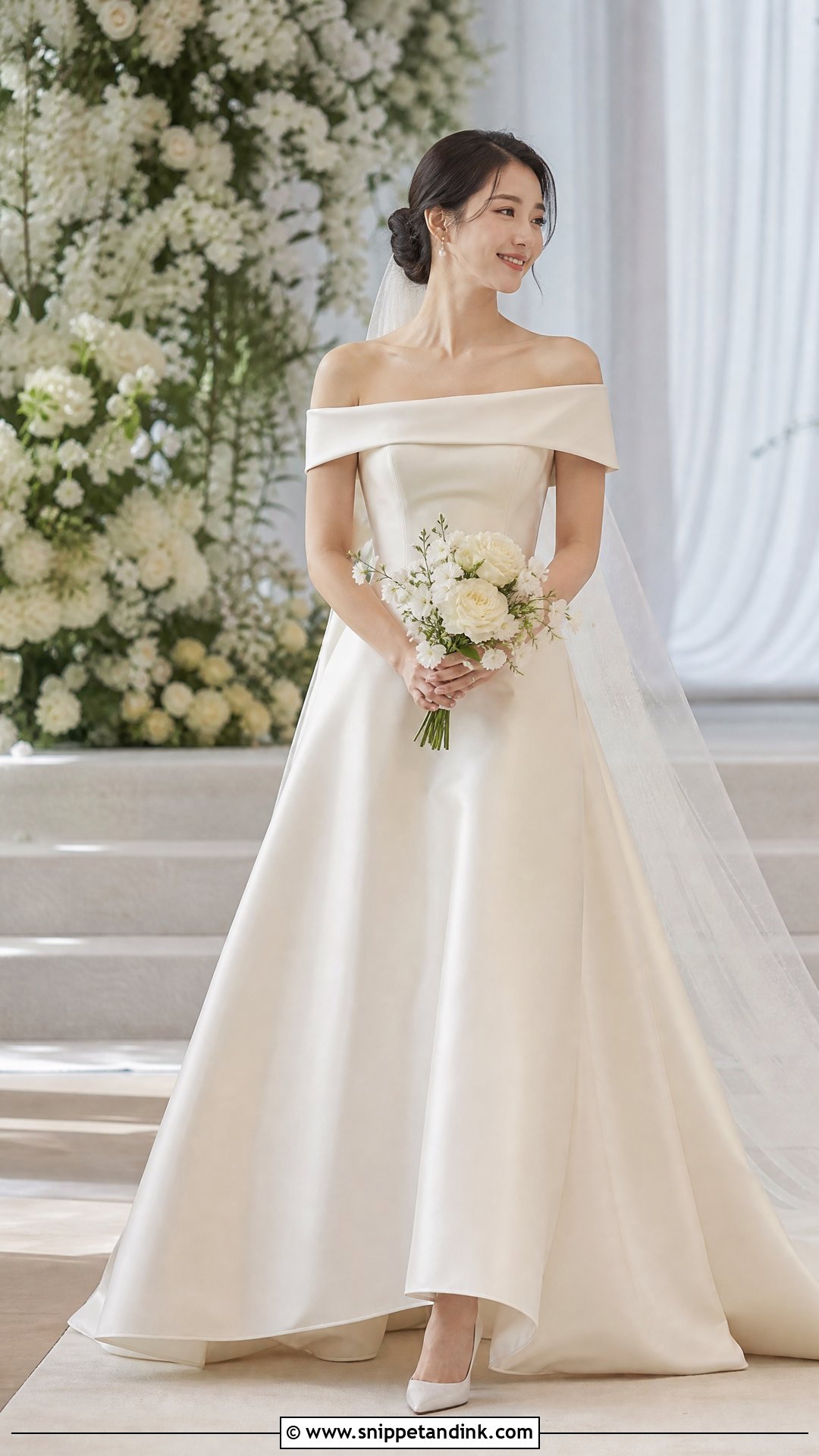 Korean Off Shoulder Wedding Dress - Snippet and Ink - 25 Korean Bride Dress Ideas