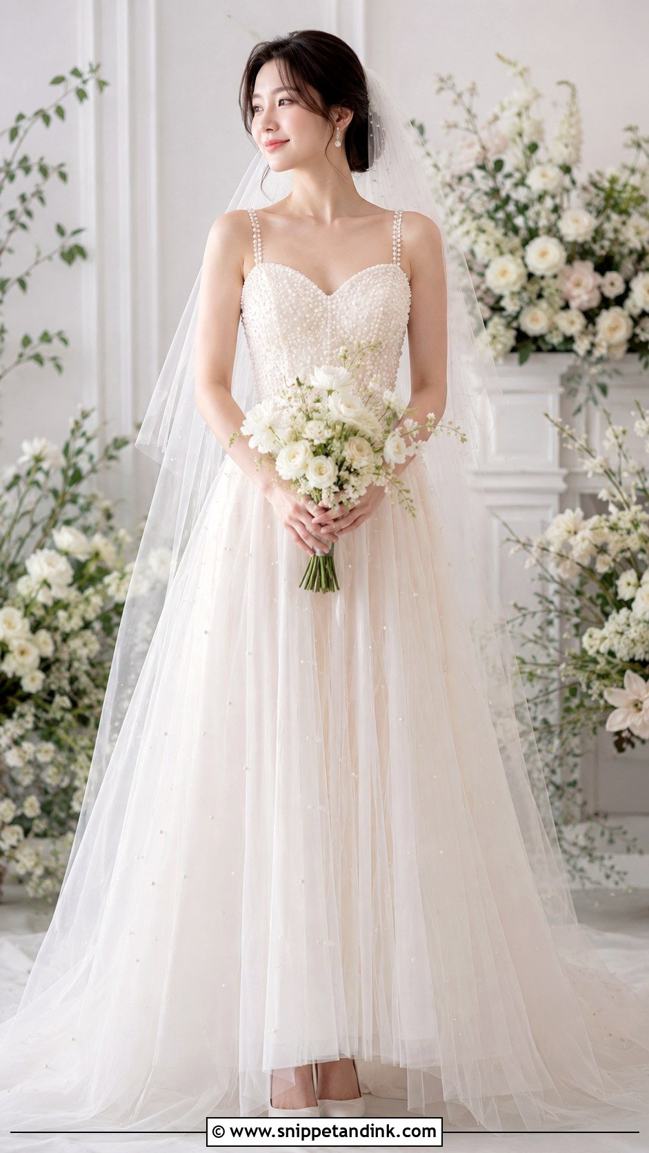 Korean Pearl Detail Wedding Dress - Snippet and Ink - 25 Korean Style Wedding Dress Ideas