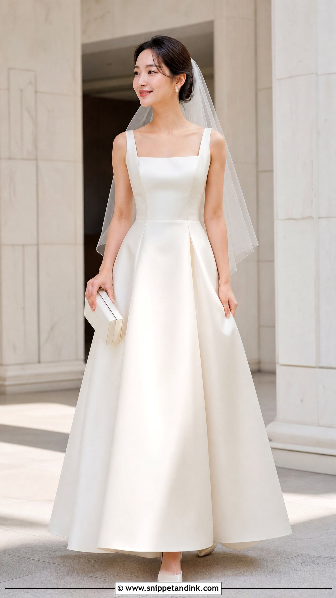Korean Satin A Line Wedding Gown - Snippet and Ink - 25 Korean Wedding Dress Gowns