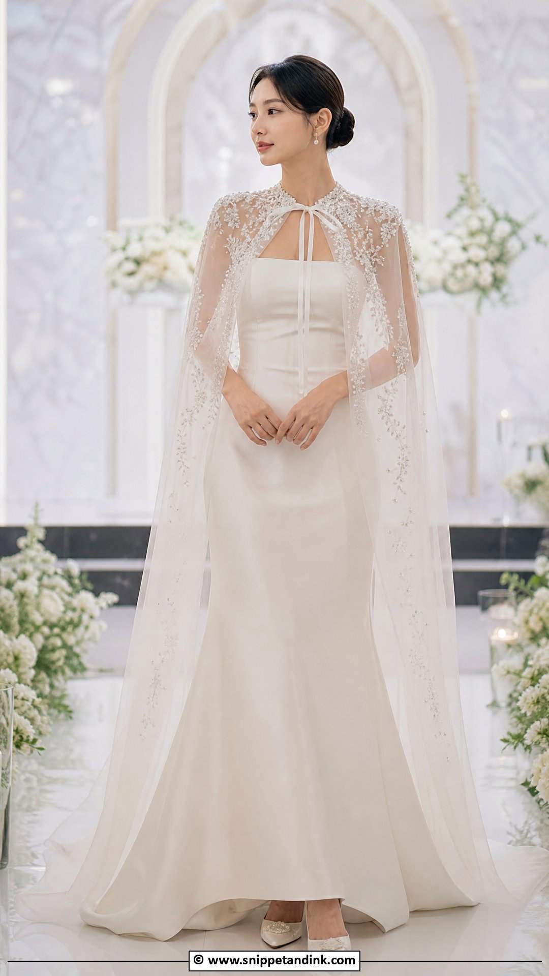 Korean Wedding Dress With Cape Overlay - Snippet and Ink - 35 Korean Wedding Dress Ideas