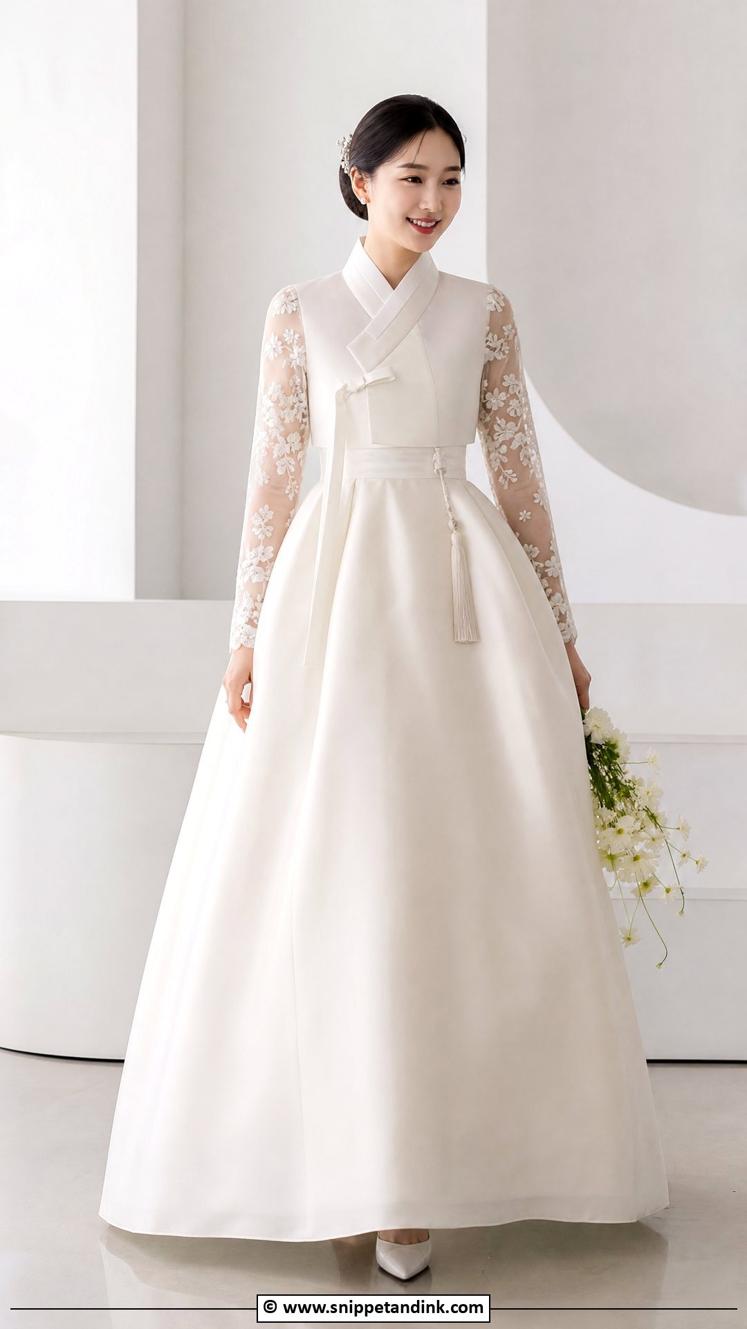 Korean Wedding Dress With Embroidered Sleeves - Snippet and Ink - 35 Korean Wedding Dress Ideas