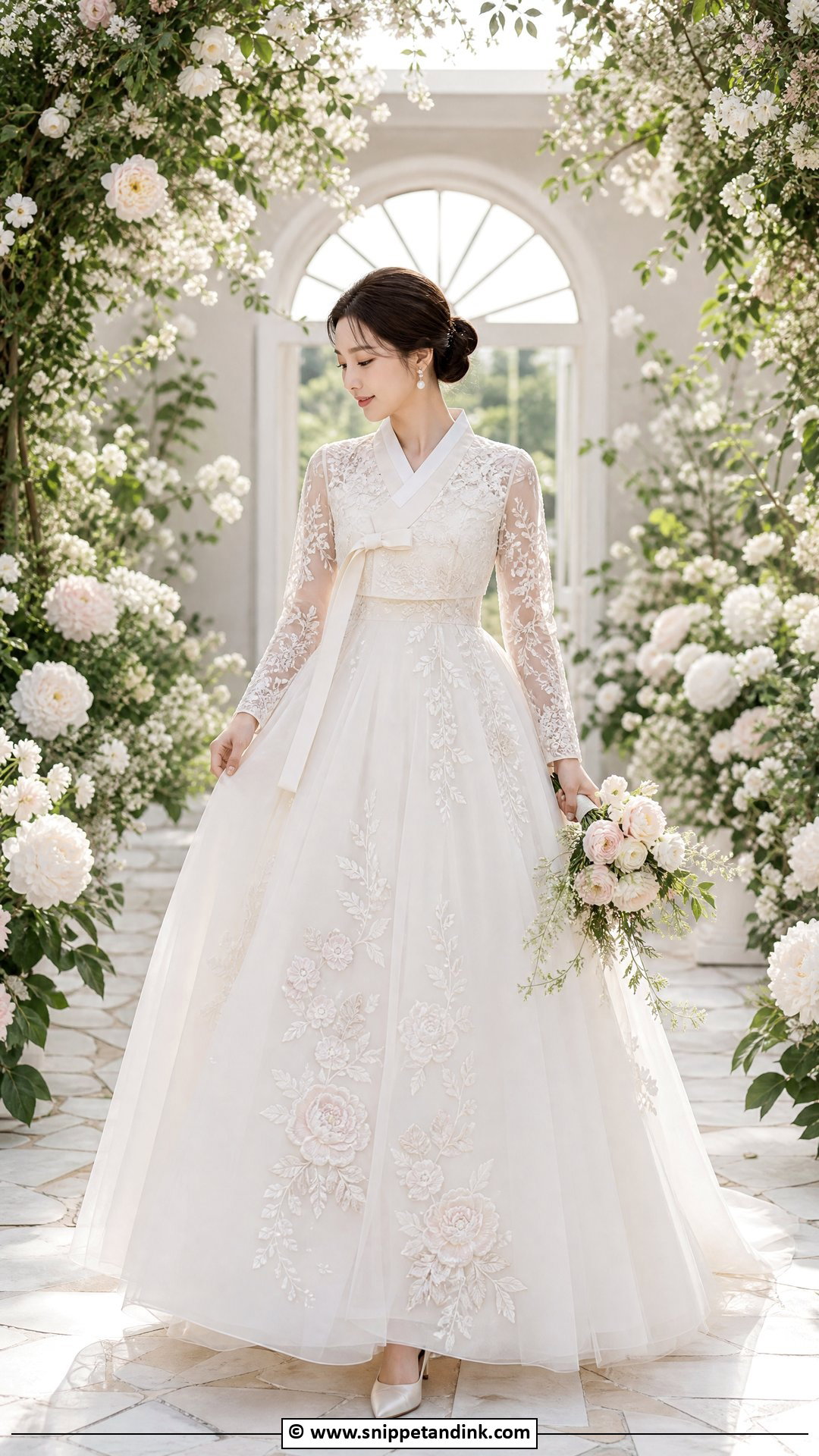 Korean Wedding Dress With Floral Embroidery - Snippet and Ink - 35 Korean Wedding Dress Ideas