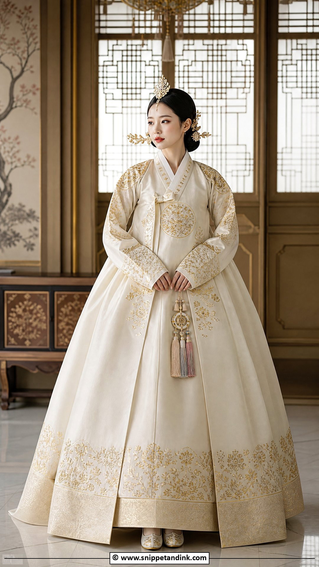Korean Wedding Dress With Palace Inspired Embroidery - Snippet and Ink - 35 Korean Wedding Dress Ideas