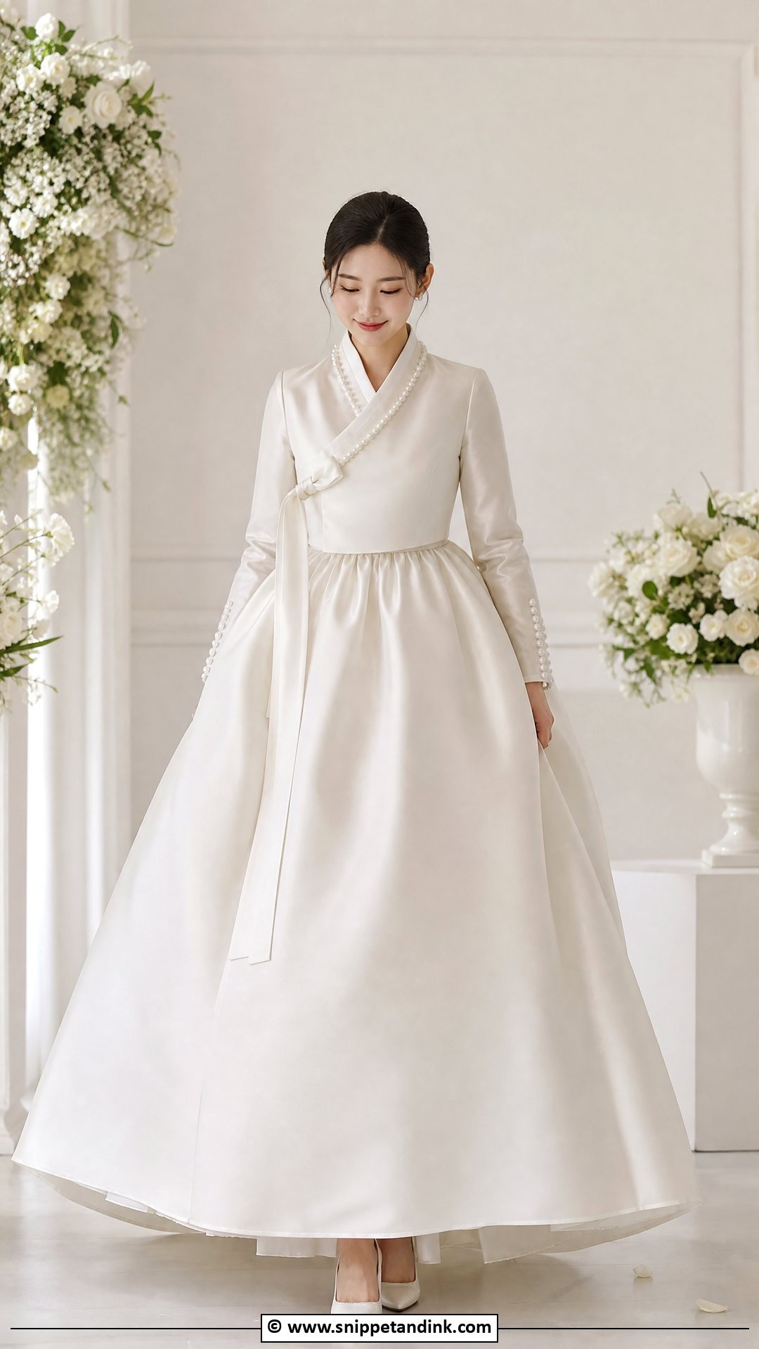 Korean Wedding Dress With Pearl Details - Snippet and Ink - 35 Korean Wedding Dress Ideas