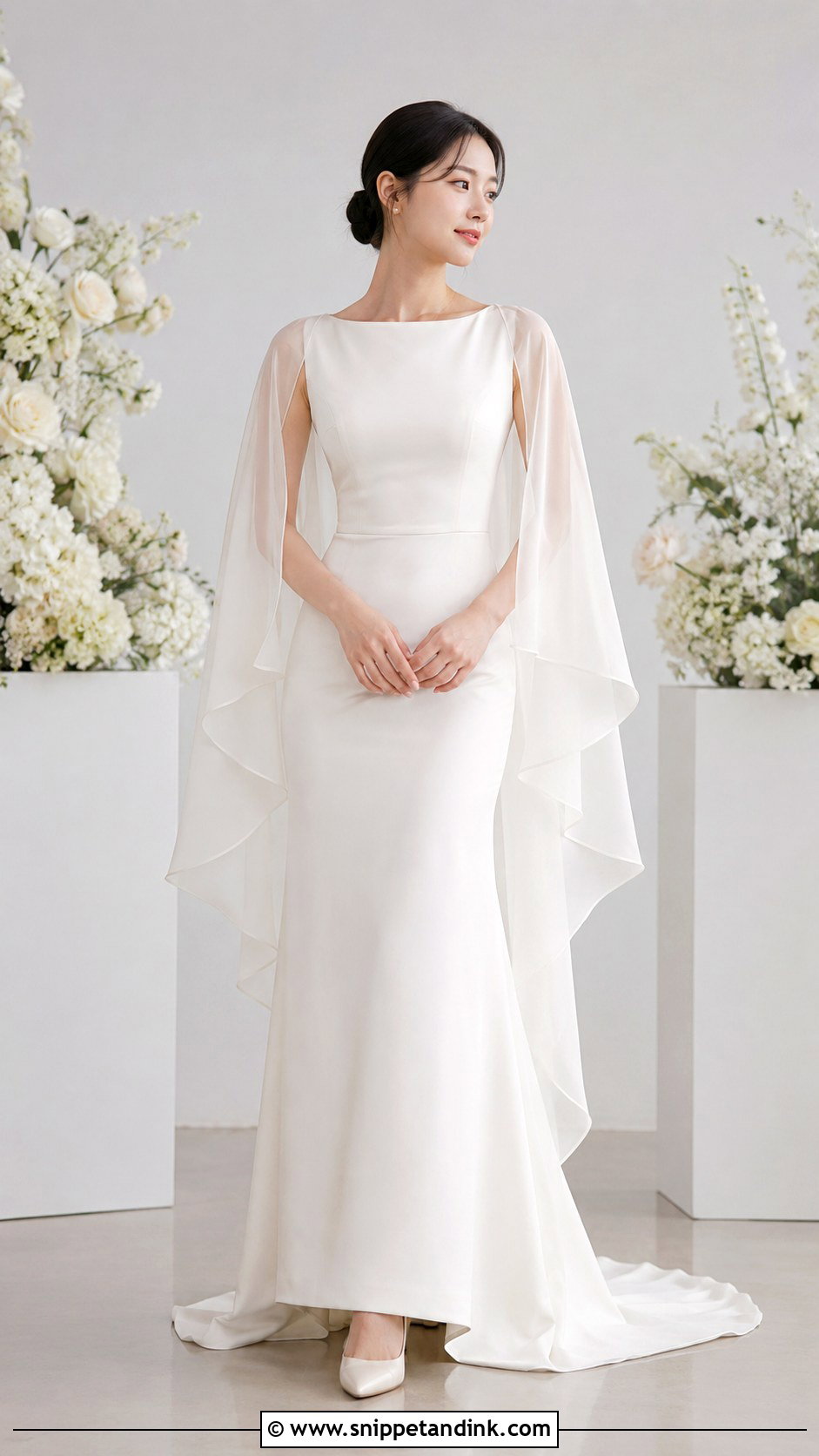 Korean Wedding Gown With Cape Sleeves - Snippet and Ink - 25 Korean Wedding Gown Ideas