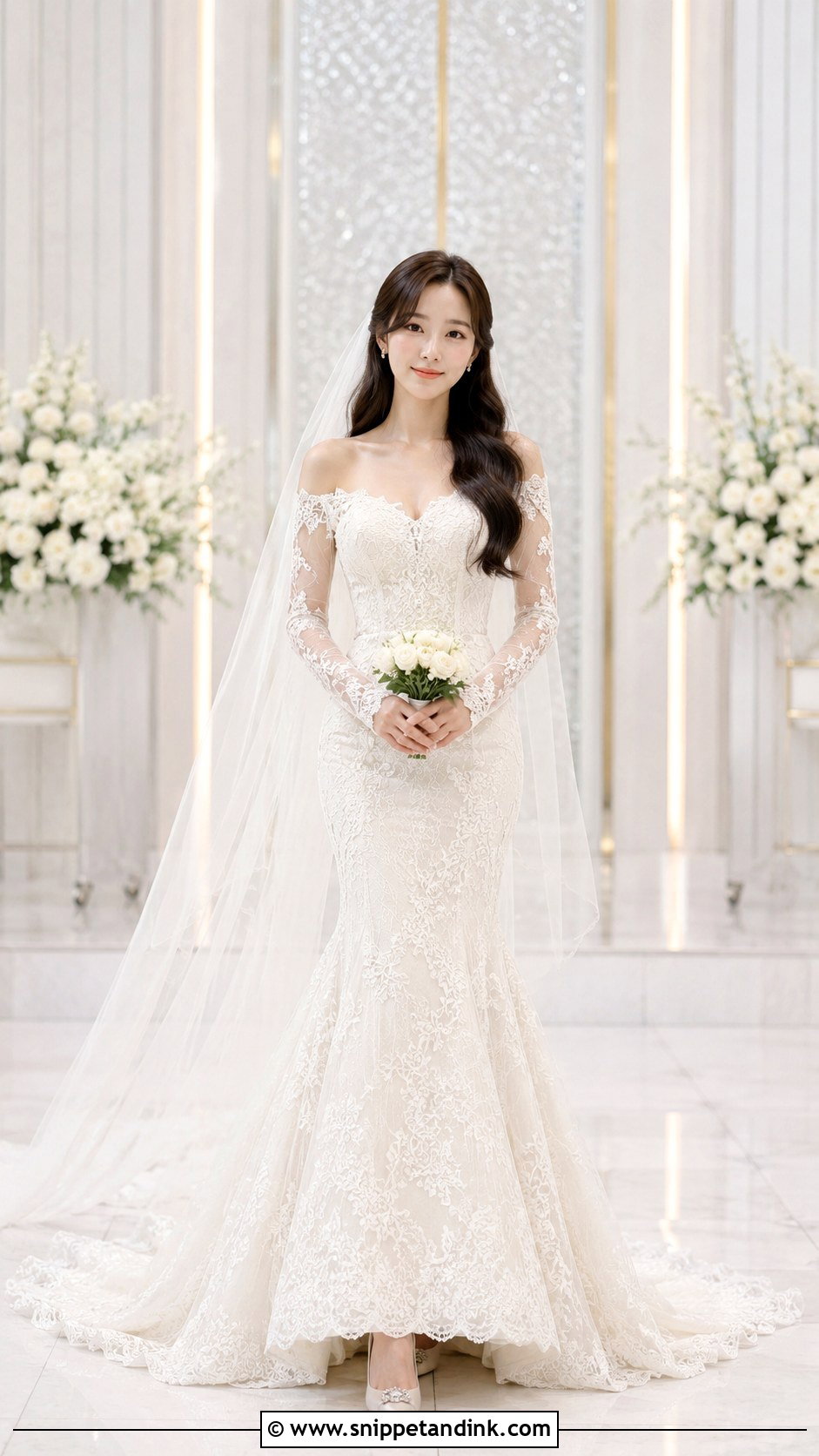Korean Wedding Gown With Fitted Mermaid Skirt - Snippet and Ink - 25 Korean Wedding Gown Ideas