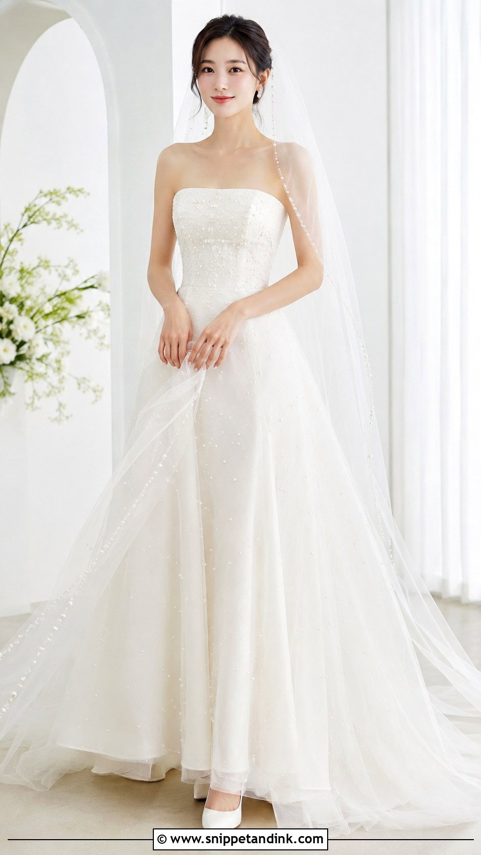 Korean Wedding Gown With Pearl Details - Snippet and Ink - 25 Korean Wedding Gown Ideas