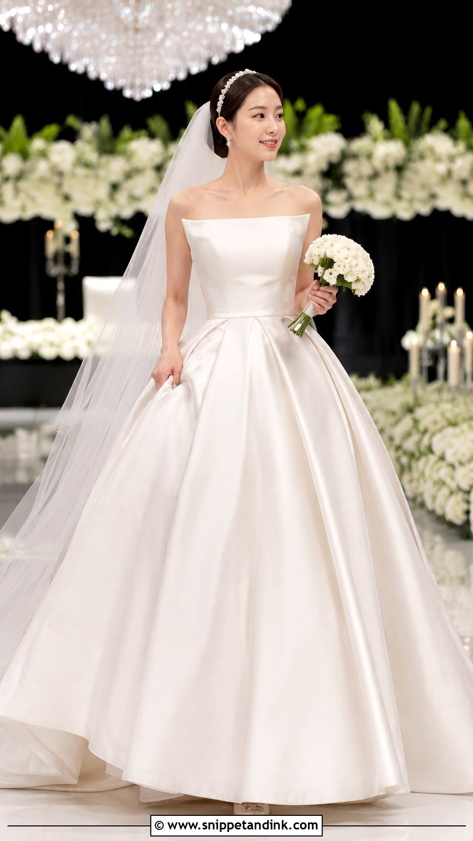 Korean Wedding Gown With Satin Ball Gown Skirt - Snippet and Ink - 25 Korean Wedding Gown Ideas