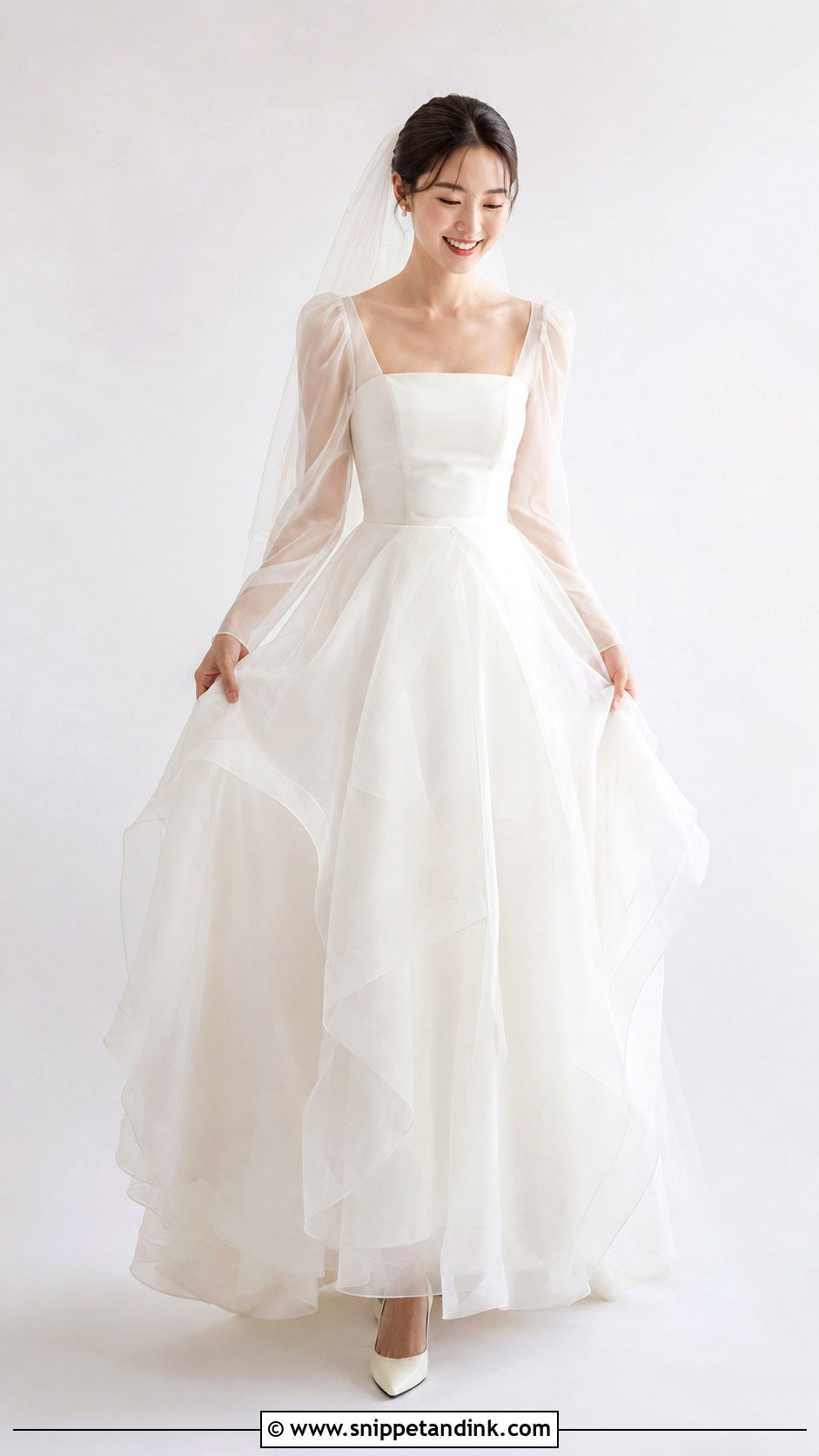 Korean Wedding Gown With Sheer Organza Layers - Snippet and Ink - 25 Korean Wedding Gown Ideas