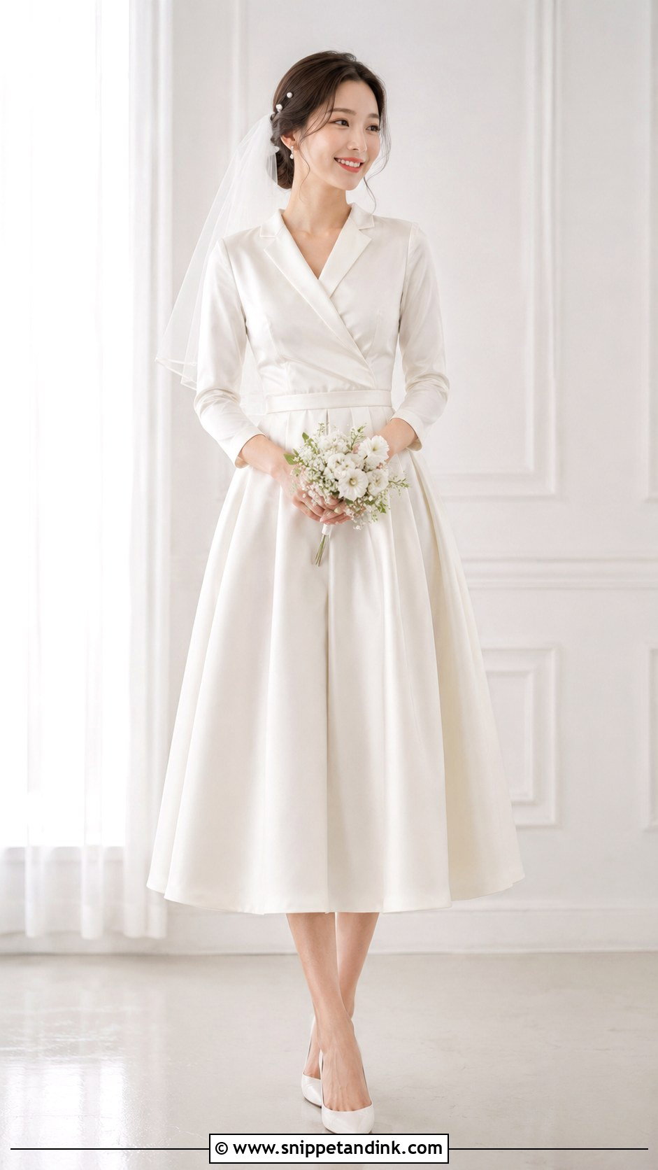 Korean Wedding Gown With Tea Length Skirt - Snippet and Ink - 25 Korean Wedding Gown Ideas