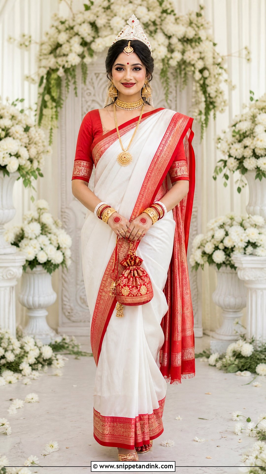 Korial Saree Bengali Bride Look - Snippet and Ink - 20 Simple Bengali Bride Ideas