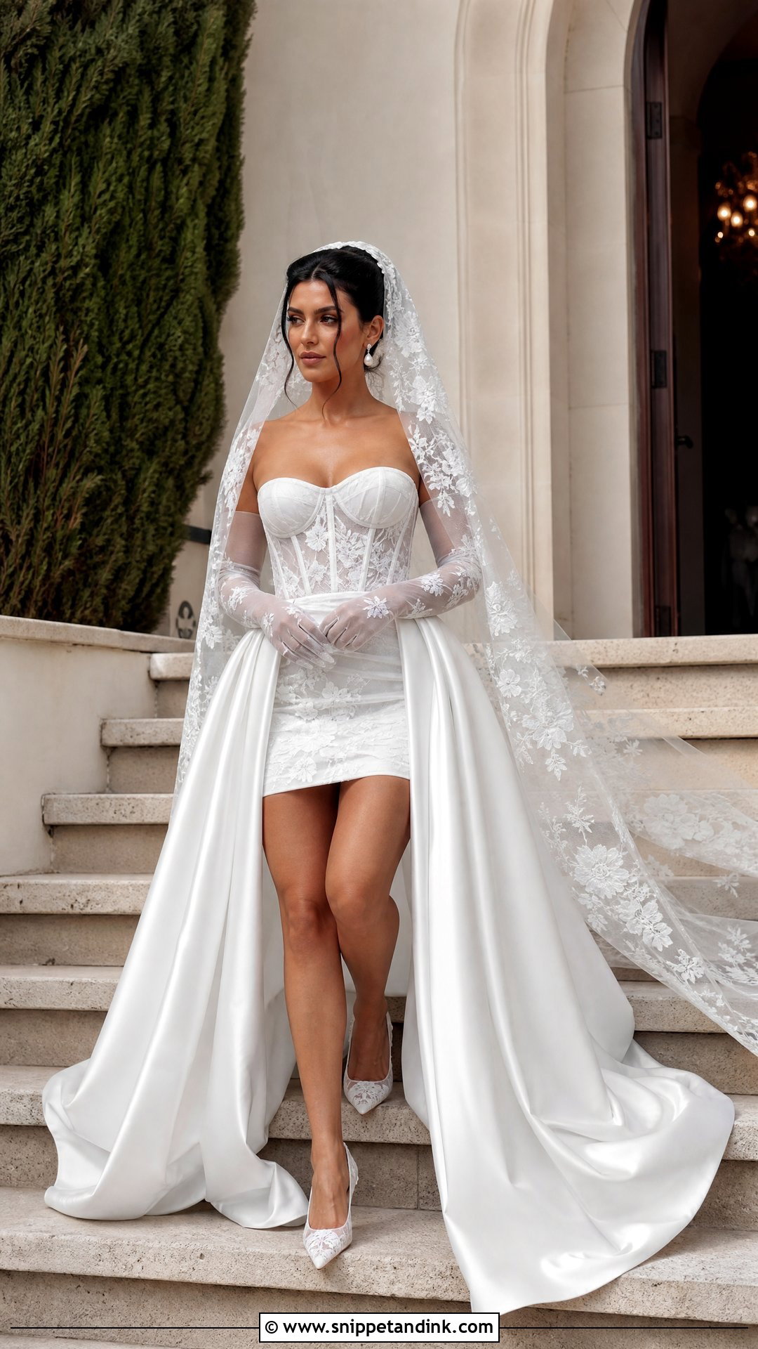 Kourtney Kardashian Detachable Veil With Overskirt Dress - Snippet and Ink - 20 Kourtney Kardashian Veil Ideas
