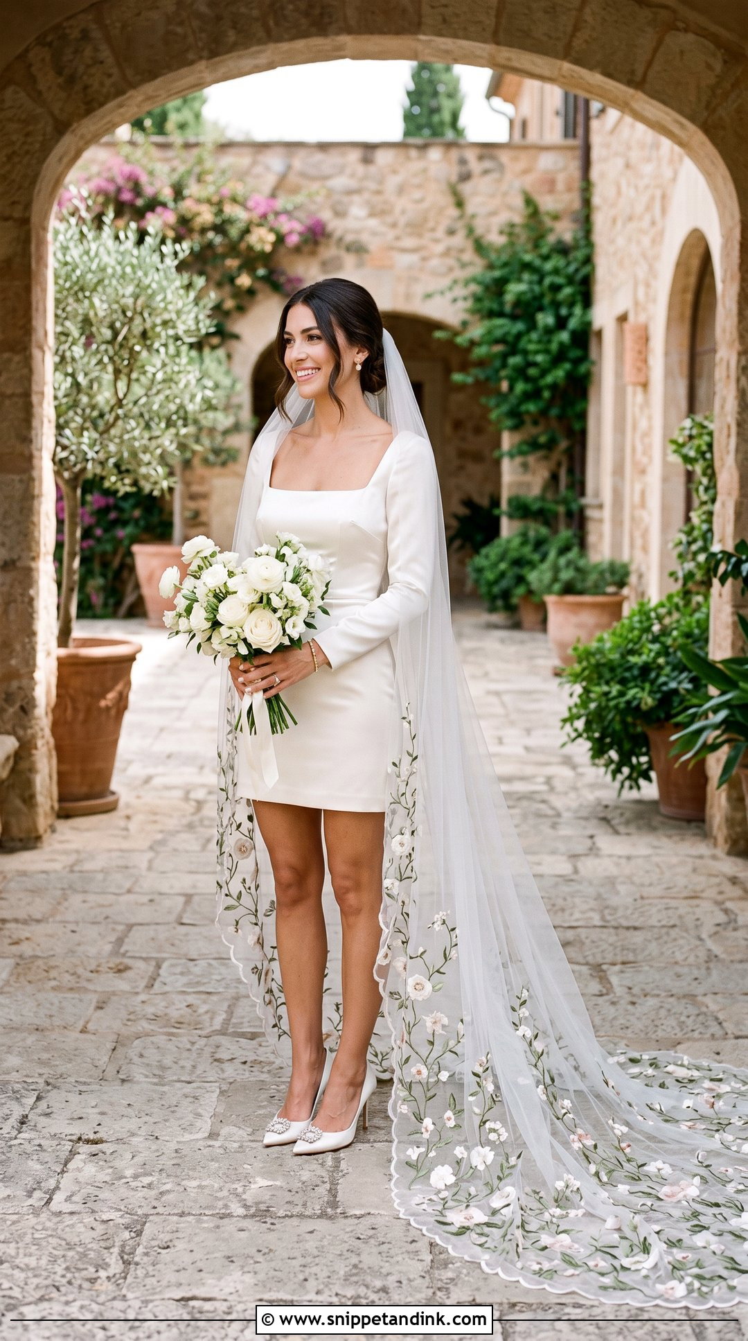 Kourtney Kardashian Floral Veil With Satin Mini Dress - Snippet and Ink - 20 Kourtney Kardashian Veil Ideas