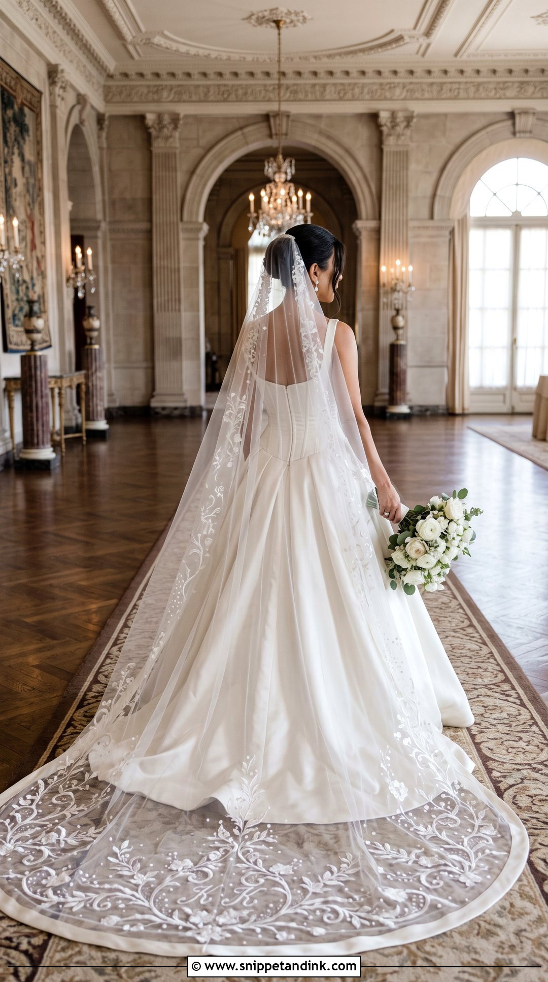 Kourtney Kardashian Initial Veil With Satin Ball Gown - Snippet and Ink - 20 Kourtney Kardashian Veil Ideas