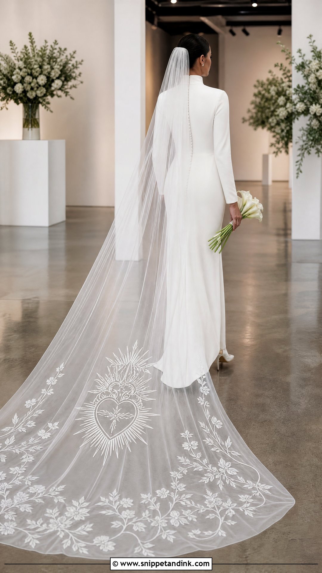 Kourtney Kardashian Statement Veil With Crepe Gown - Snippet and Ink - 20 Kourtney Kardashian Veil Ideas
