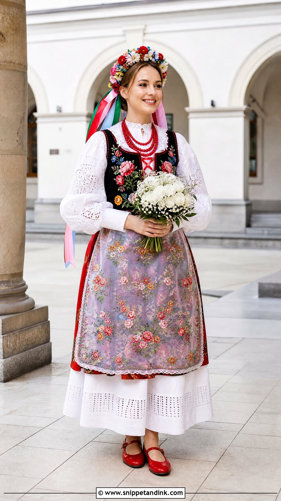 Krakw Polish Wedding Dress With Embroidered Vest - Snippet and Ink - 20 Polish Wedding Dress Ideas