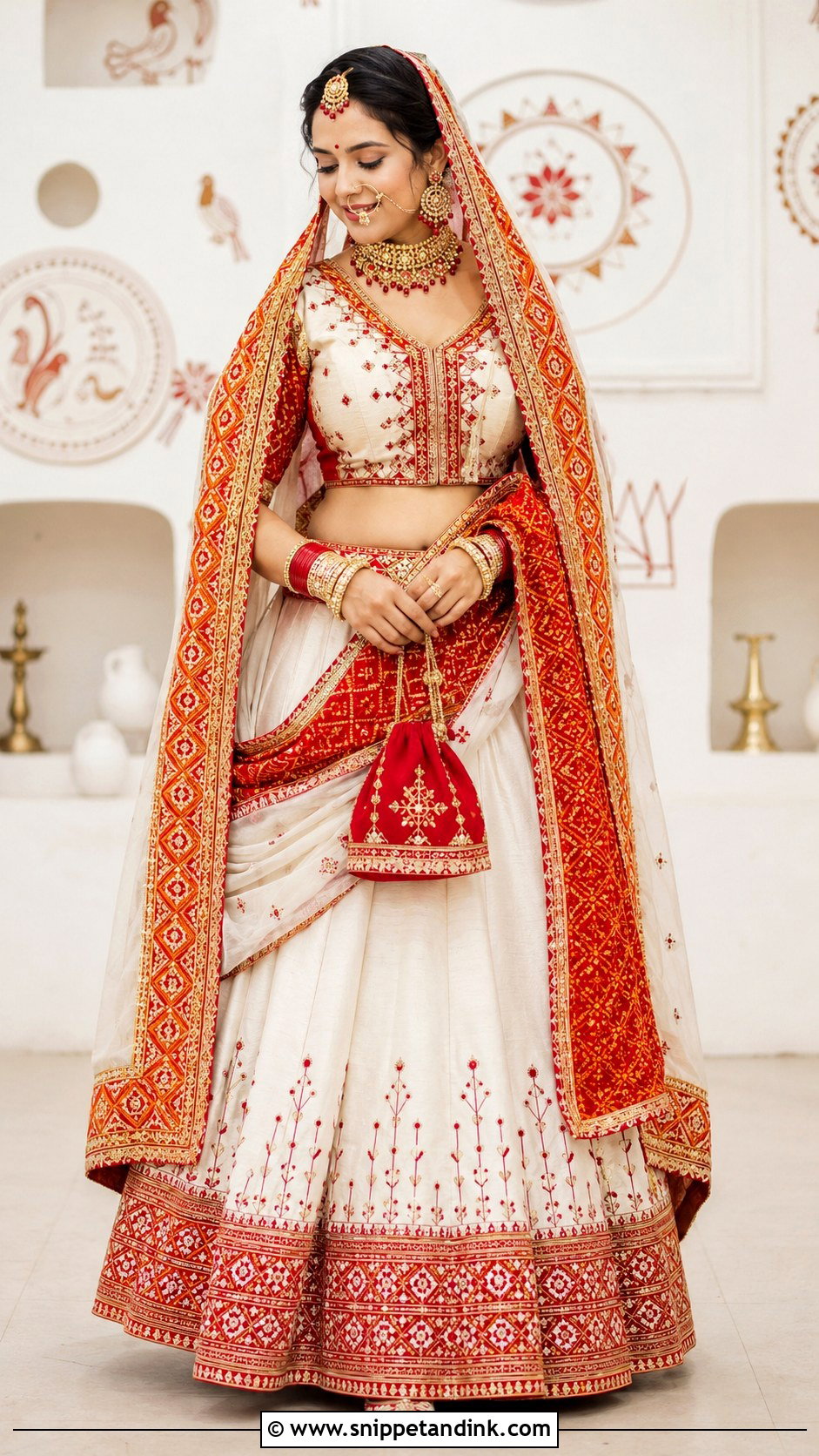 Kumaoni Bride Aipan Motif Lehenga - Snippet and Ink - 20 Kumaoni Bride Ideas