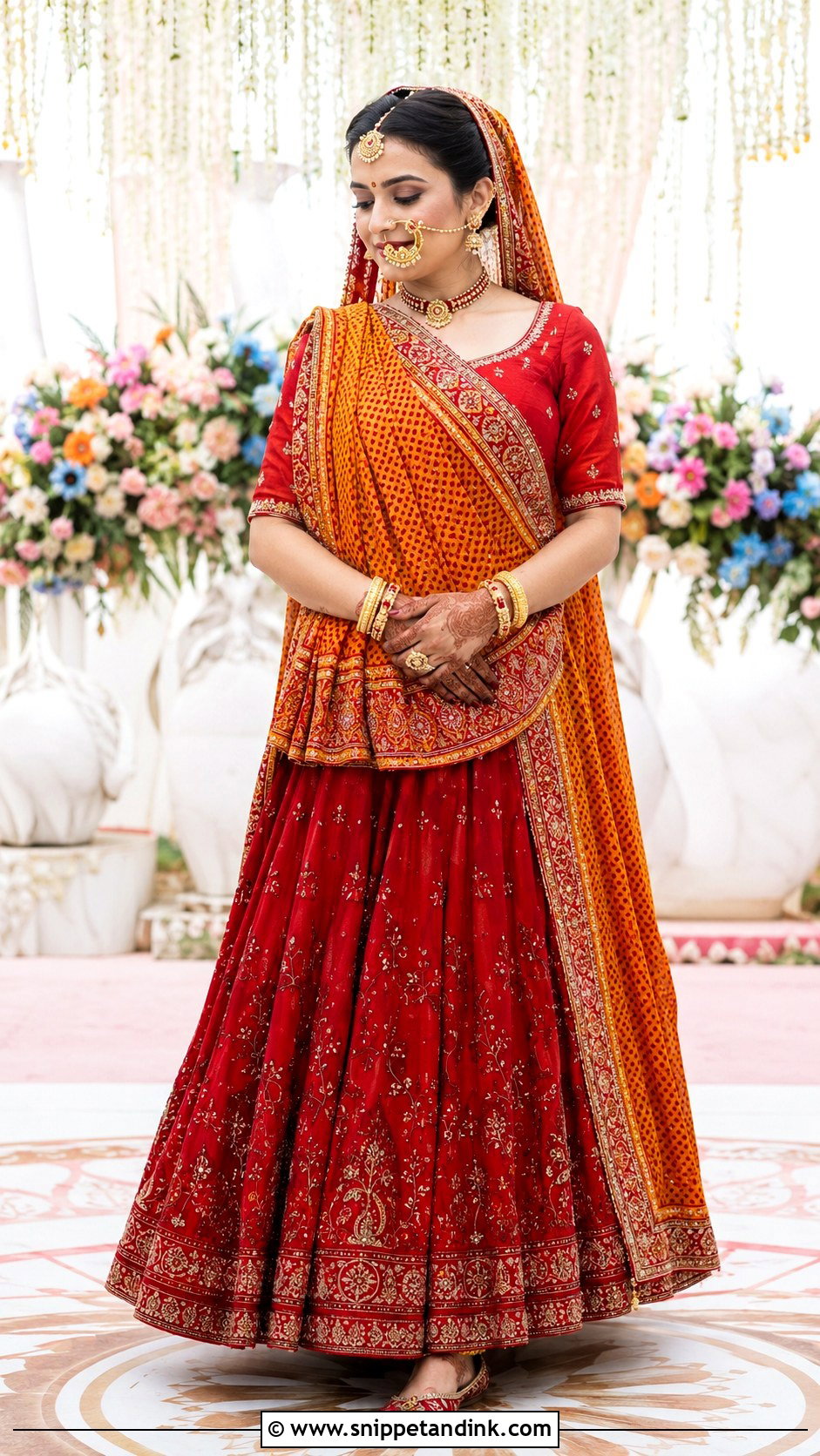 Kumaoni Bride Red Lehenga With Nath And Galoband - Snippet and Ink - 20 Kumaoni Bride Ideas