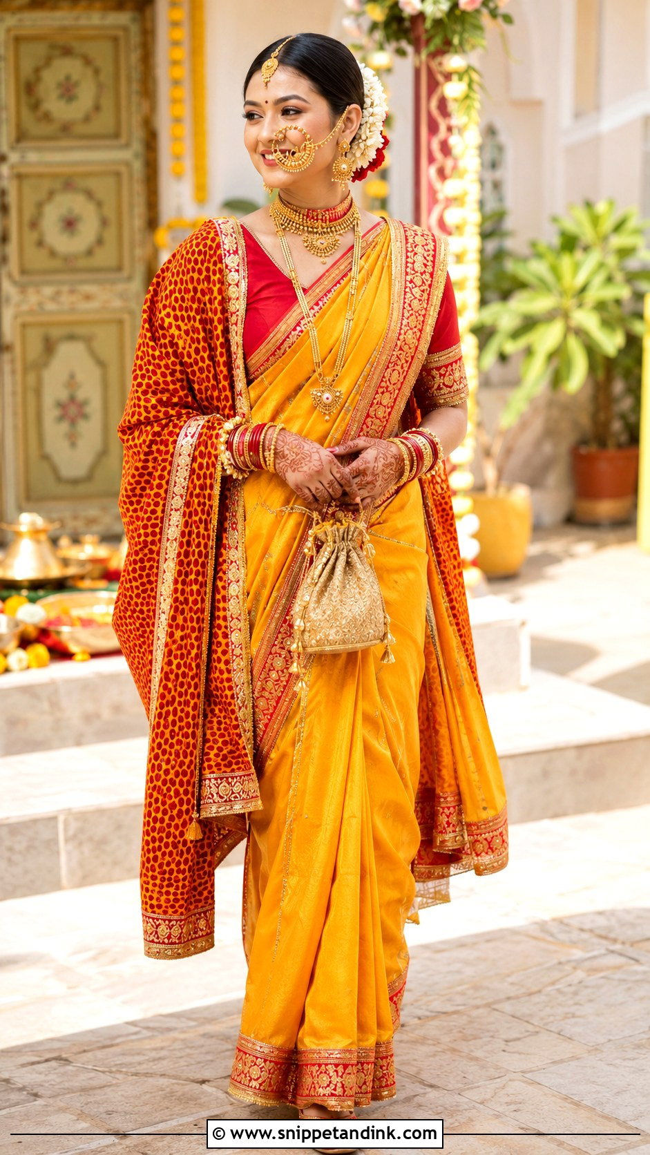Kumaoni Bride Red Silk Lehenga And Gold Jewelry - Snippet and Ink - 20 Kumaoni Bride Ideas