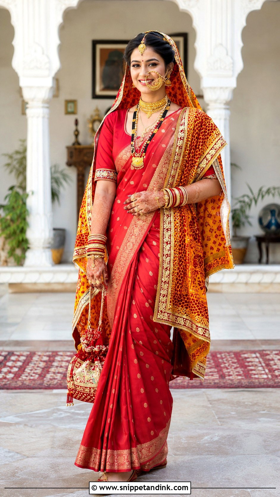 Kumaoni Bride Yellow Saree And Red Blouse - Snippet and Ink - 20 Kumaoni Bride Ideas
