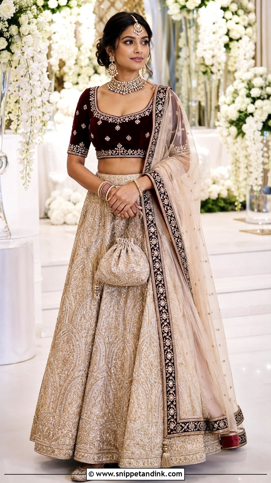 Kundan Work Bridal Blouse - Snippet and Ink - 20 Brides Wedding Blouse Designs