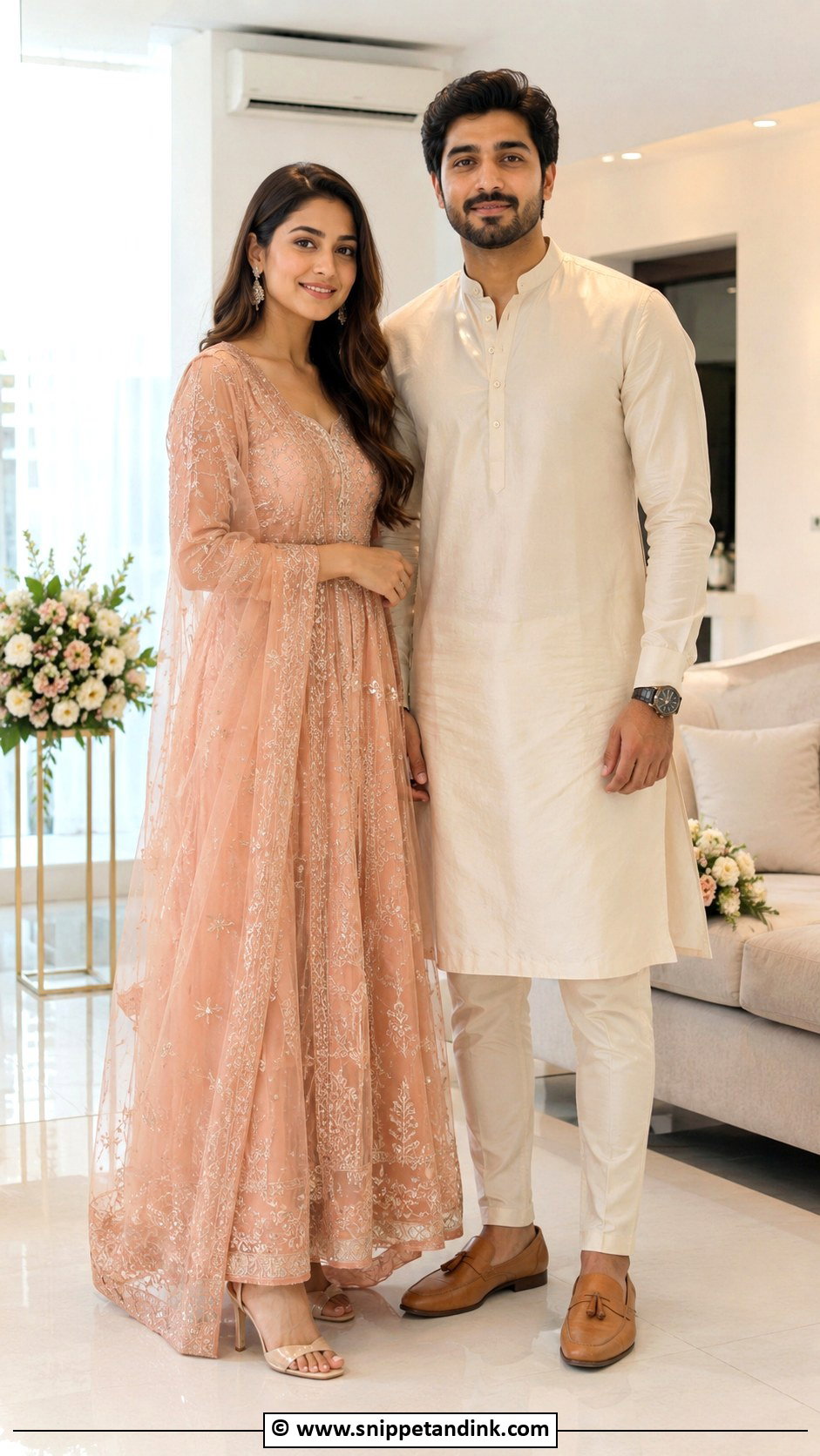 Kurta And Dress Engagement Couple - Snippet and Ink - 30 Engegment Dresses Couple