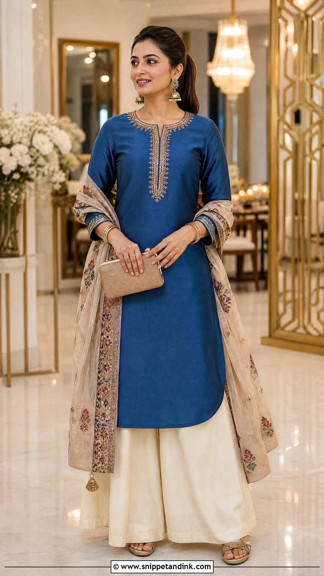 Kurta And Palazzo Wedding Look - Snippet and Ink - 20 Simple Indian Wedding Look Ideas