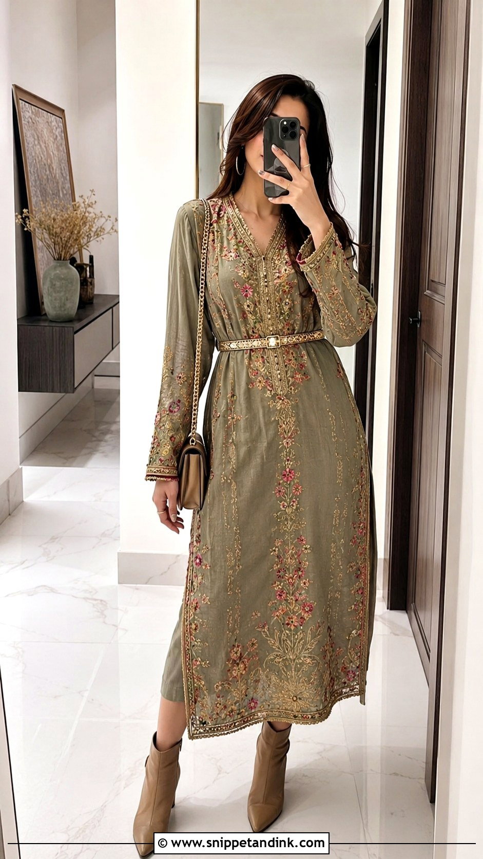 Kurta Dress With Boots Wedding Outfit - Snippet and Ink - 25 Indo Western Wedding Outfits Women