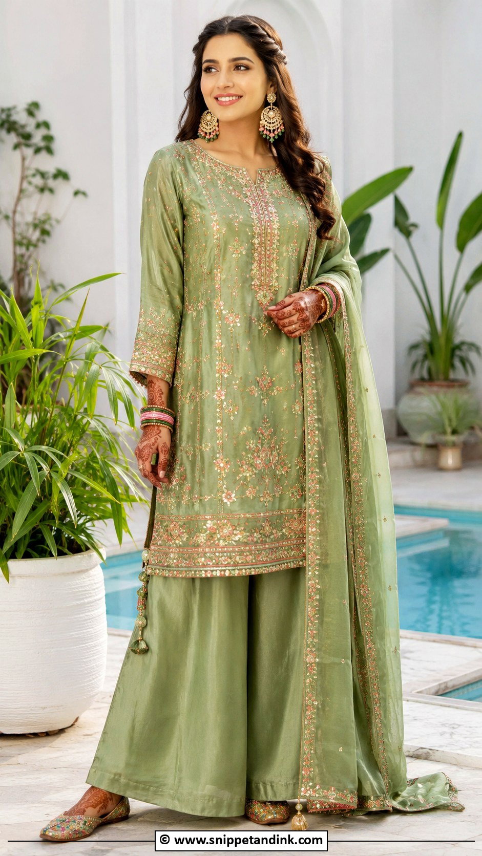 Kurta Palazzo Bridal Mehndi Outfit - Snippet and Ink - 25 Indian Bridal Mehndi Outfit Ideas