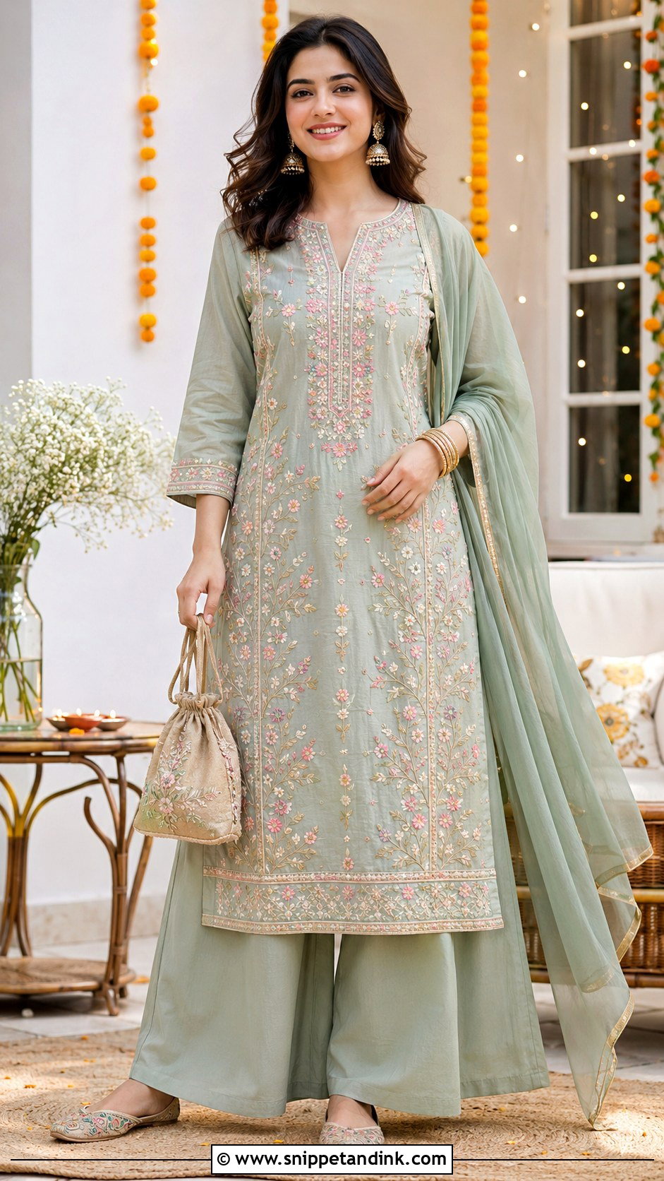 Kurta Palazzo Festive Outfit - Snippet and Ink - 25 Indian Festive Outfits
