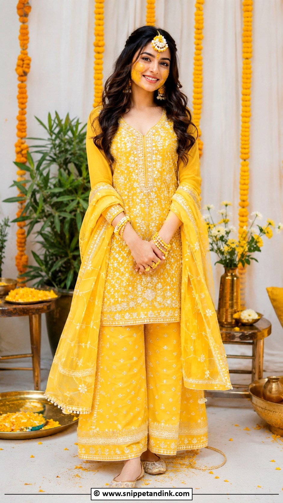 Kurta Palazzo Haldi Outfit For Bride - Snippet and Ink - 30 Best Haldi Outfits for Brides