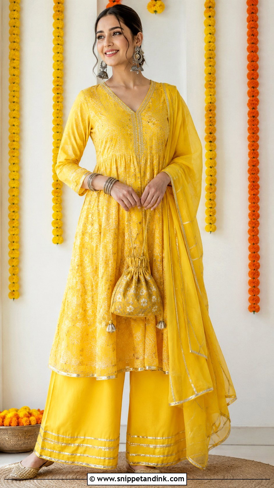 Kurta Palazzo Set For Haldi - Snippet and Ink - 25 Haldi Ka Dress Ideas