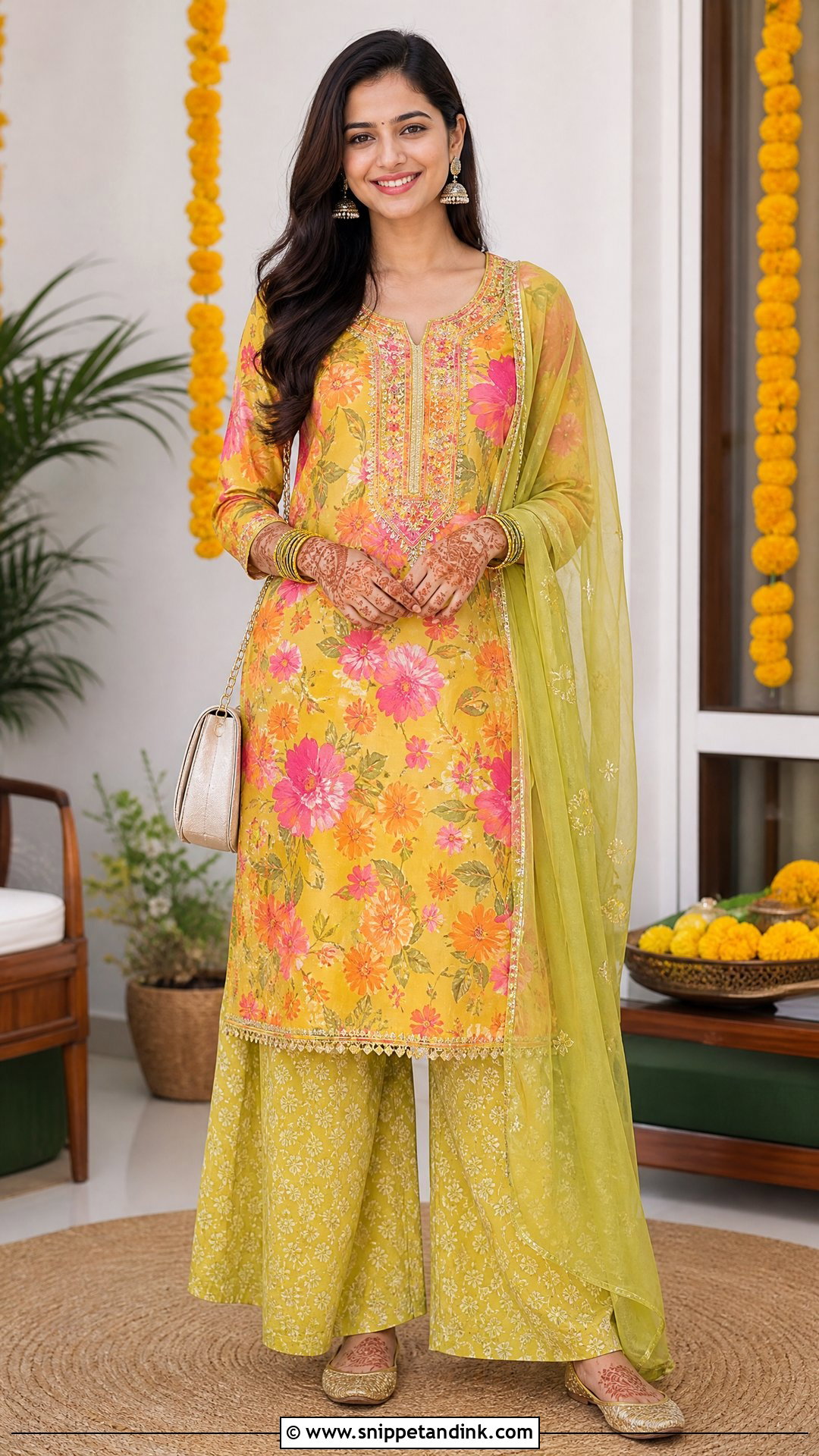 Kurta Palazzo Set For Mehendi Function - Snippet and Ink - 25 Mehendi Function Outfit Ideas