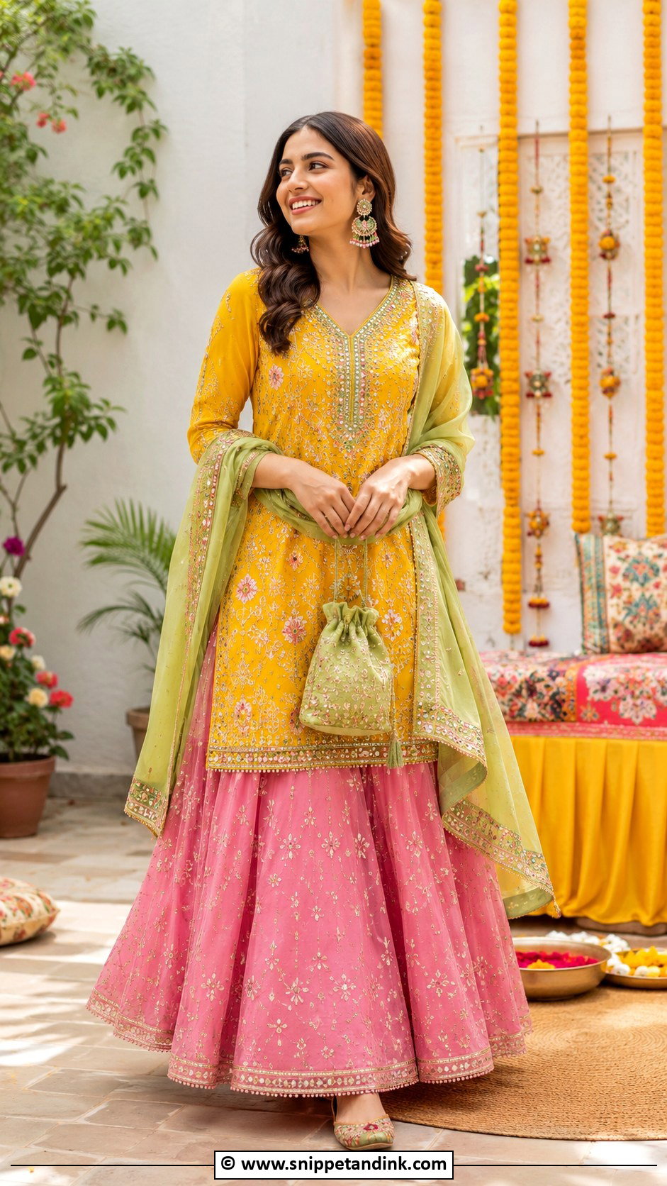 Kurta Skirt Mehandi Outfit - Snippet and Ink - 30 Mehandi Outfits