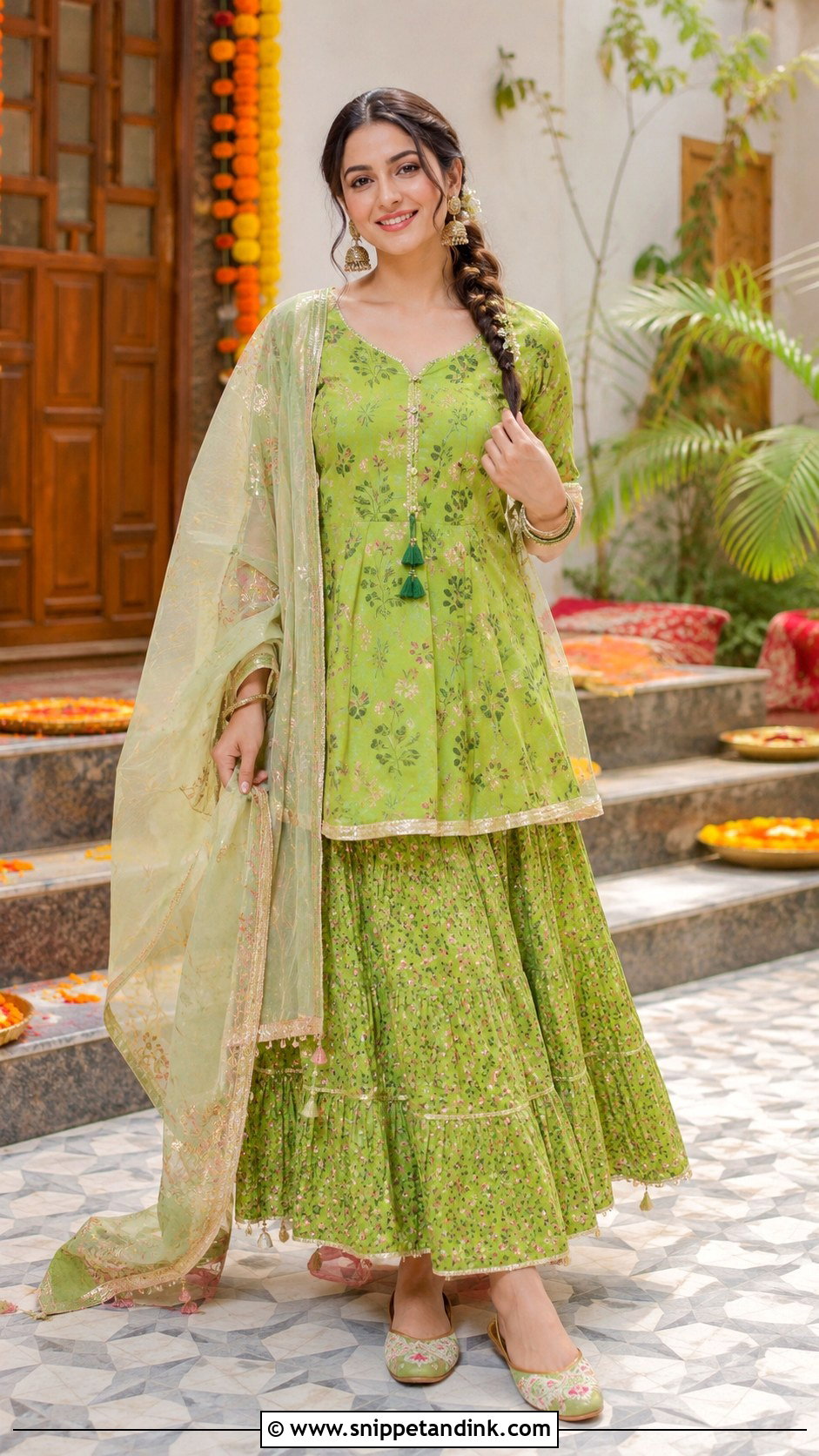 Kurta Skirt Set For Mehendi - Snippet and Ink - 25 Indian Outfit for Brothers Wedding Ideas