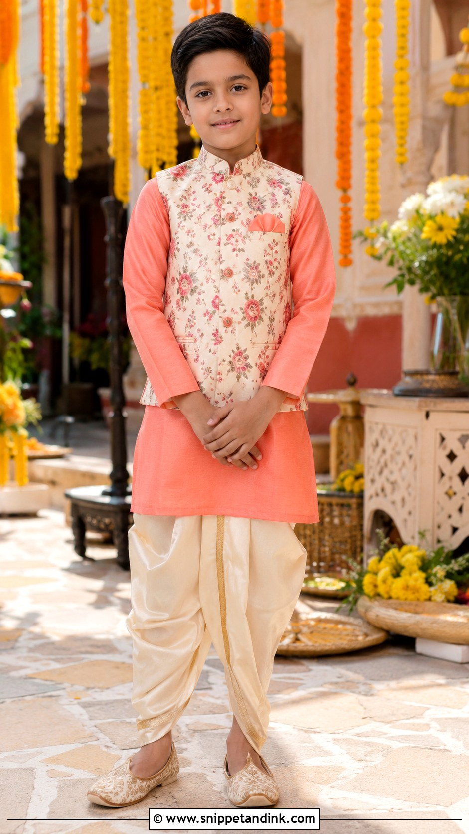 Kurta With Dhoti Pants Indian Kids Wedding Dress - Snippet and Ink - 25 Indian Kids Wedding Dresses