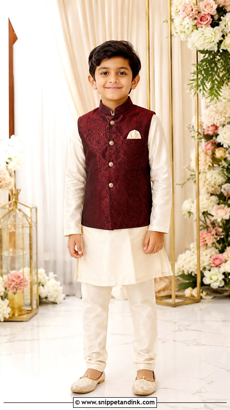 Kurta With Waistcoat Indian Kids Wedding Dress - Snippet and Ink - 25 Indian Kids Wedding Dresses