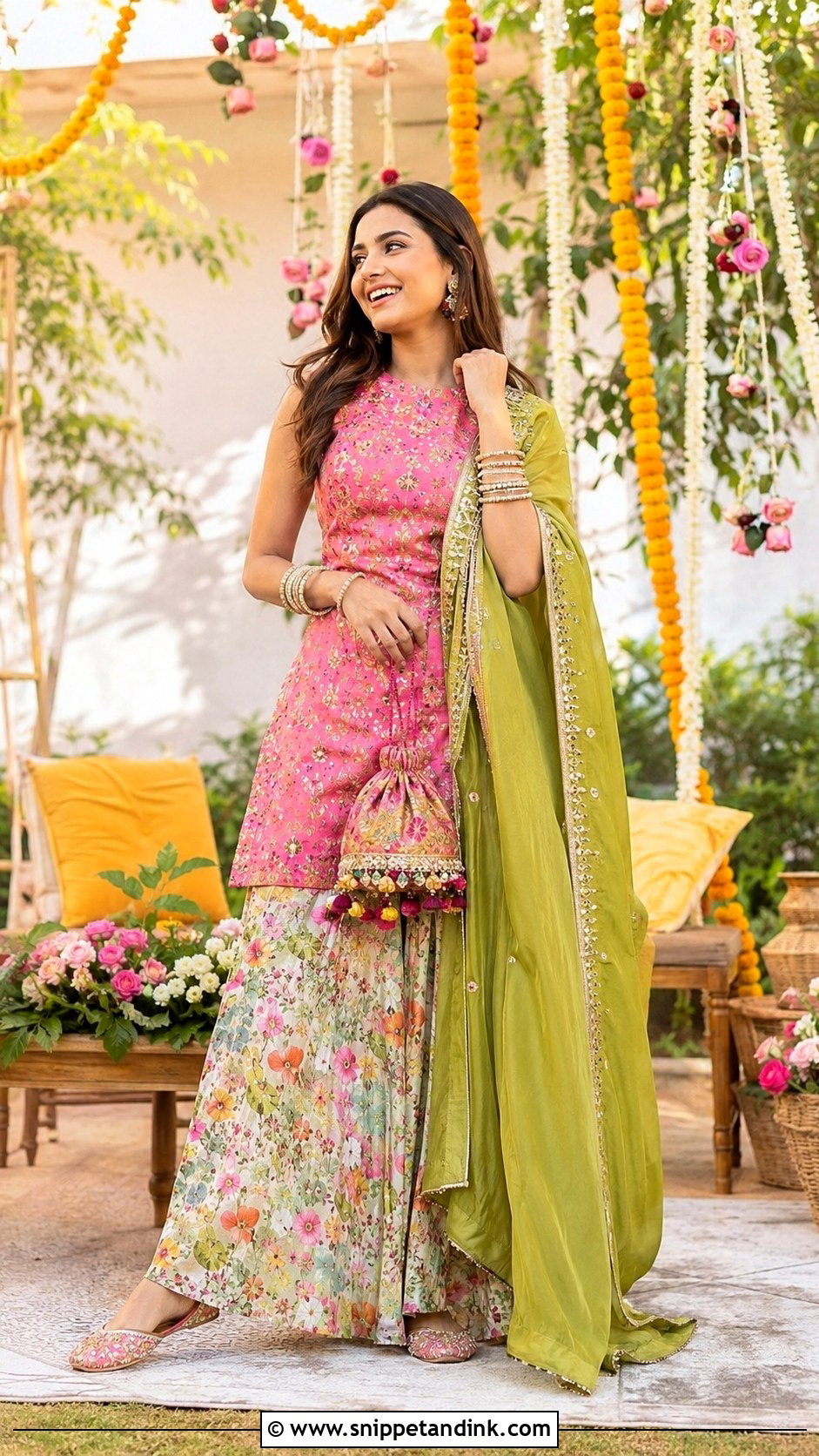 Kurta and Skirt Set for Indian Wedding Mehndi - Snippet and Ink - 20 Indian Wedding Outfit Ideas for Women