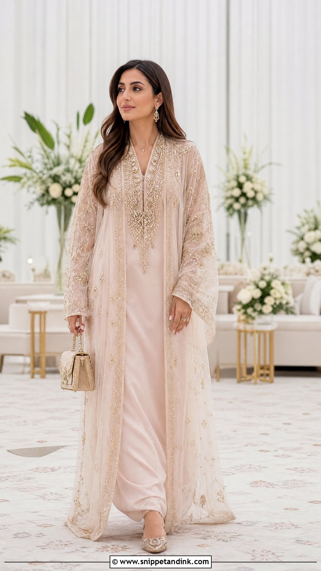 Kuwaiti Tulle Wedding Thobe - Snippet and Ink - 20 Traditional Arabic Wedding Dress Ideas