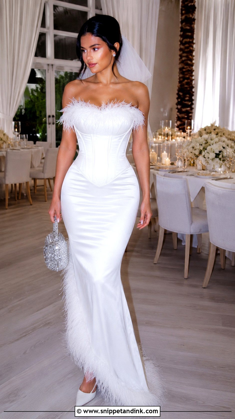 Kylie Jenner Feather Trim Wedding Dress - Snippet and Ink - 20 Kylie Jenner Wedding Dress Ideas