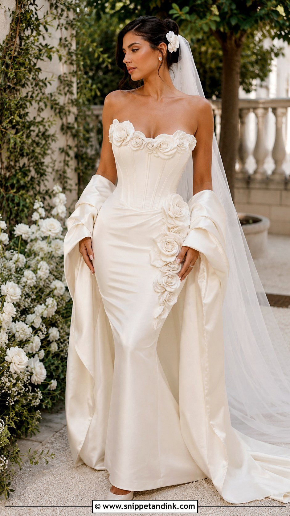 Kylie Jenner Rose Applique Wedding Dress - Snippet and Ink - 20 Kylie Jenner Wedding Dress Ideas