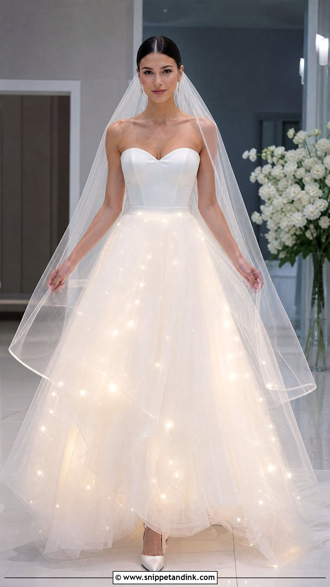 LED Tulle A Line Wedding Dress - Snippet and Ink - 20 Light Up Wedding Dress Ideas