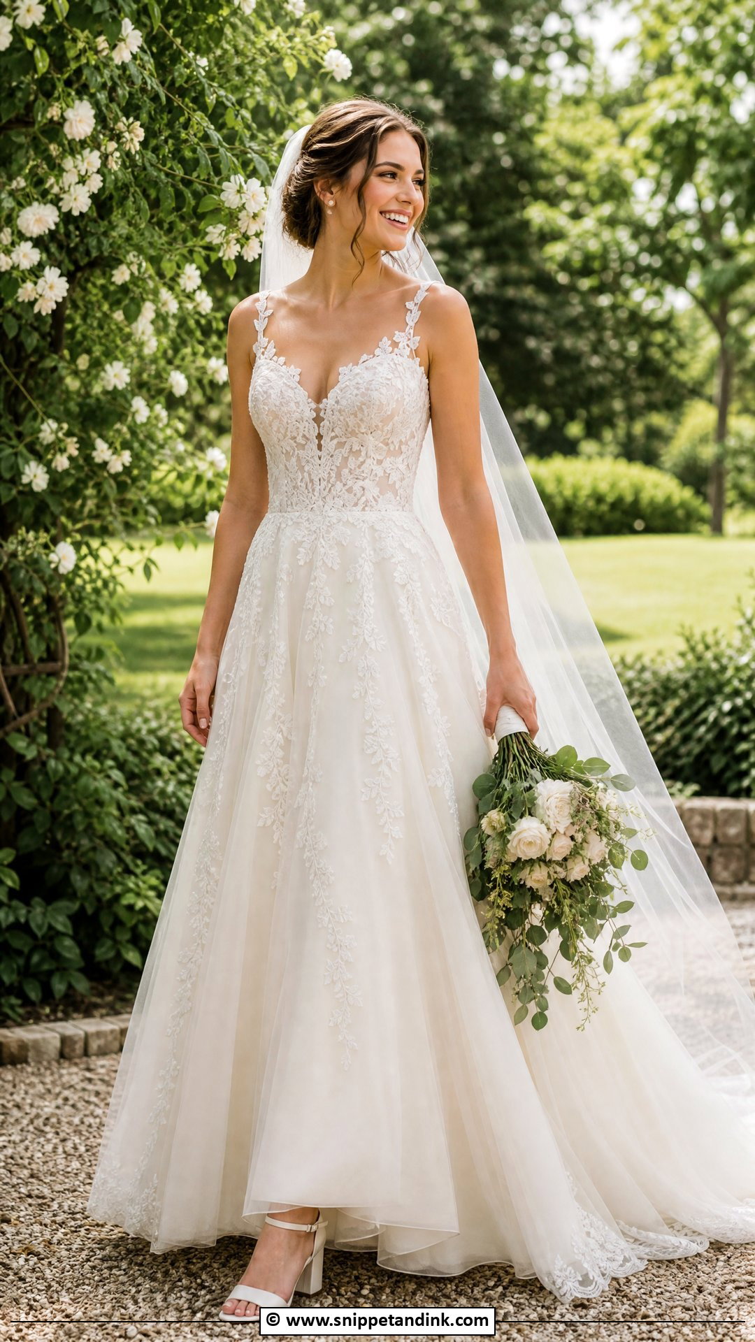 Lace A Line Bridal Dress - Snippet and Ink - 35 Bridal Dress Ideas