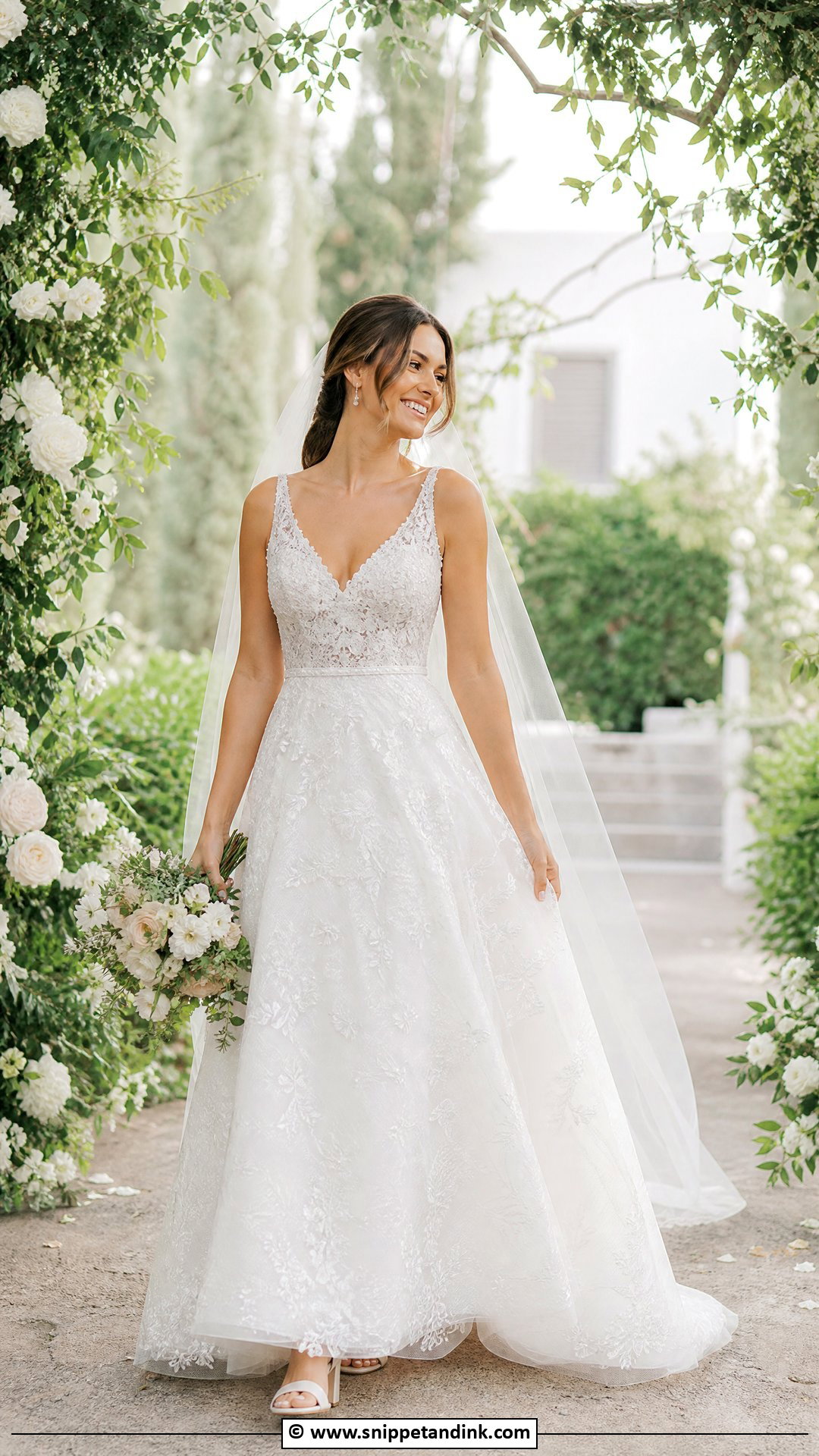 Lace A Line Bridal Gown - Snippet and Ink - 35 Bridal Gowns