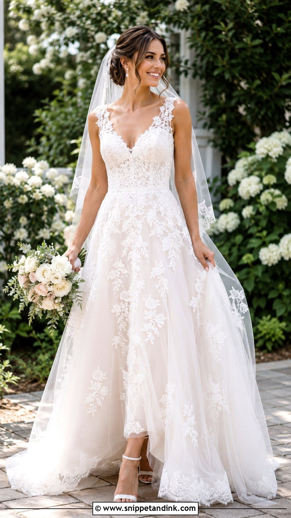 Lace A Line Bride Gown - Snippet and Ink - 25 Bride Gown Design Ideas